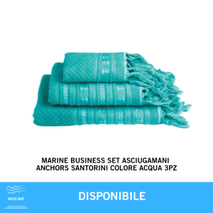 MARINE BUSINESS SET ASCIUGAMANI ANCHORS SANTORINI COLORE ACQUA 3PZ