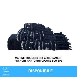 MARINE BUSINESS SET ASCIUGAMANI ANCHORS SANTORINI COLORE BLU 3PZ