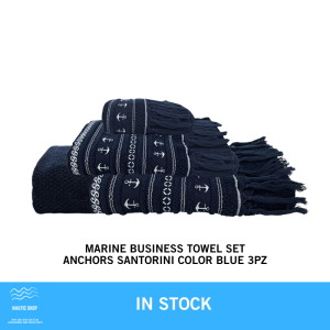 MARINE BUSINESS TOWEL SET ANCHORS SANTORINI COLOR BLUE 3PZ