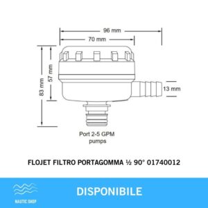 FLOJET FILTRO PORTAGOMMA 01740012 MISURE