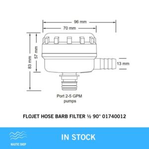 FLOJET HOSE FILTER 01740012 MEASUREMENTS