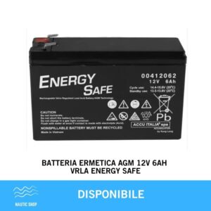 BATTERIA ERMETICA AGM 12V 6AH VRLA ENERGY SAFE