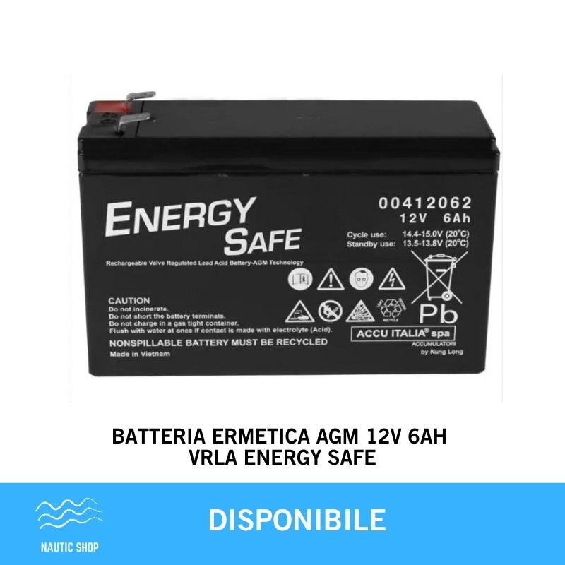 BATTERIA ERMETICA AGM 12V 6AH VRLA ENERGY SAFE